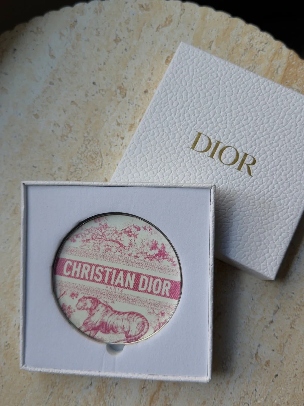 Dior Pink and White Christian Dior Compact Mirror